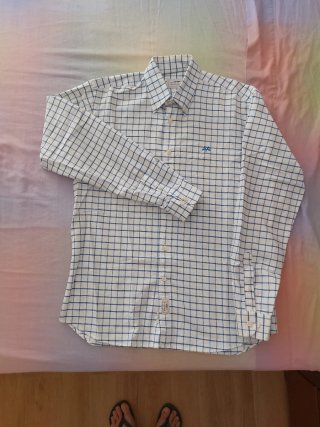 Camisa Tomás Burberry Cuadros Azul/Blanco