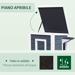 Casa para Gatos de Madera Impermeable de 2 Niveles, Con Techo Abierto, 51Cm X 51Cm X 81.3Cm