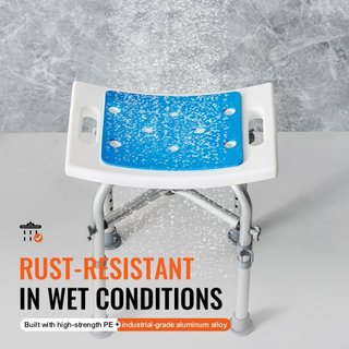 Silla de Ducha, Taburete de Ducha de Altura Ajustable con Soporte de Barra Cruzada, Asiento de Ducha para Ducha o Bañera, Banco Antideslizante para Ancianos Discapacitados, Capacidad de 226.8 kg