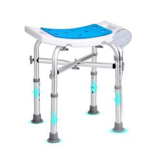 Silla de Ducha, Taburete de Ducha de Altura Ajustable con Soporte de Barra Cruzada, Asiento de Ducha para Ducha o Bañera, Banco Antideslizante para Ancianos Discapacitados, Capacidad de 226.8 kg