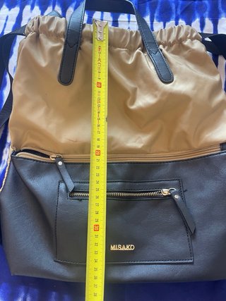 Mochila Misako tela y polipiel beige/negra