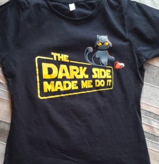 Camiseta Dark Side Made Me Do It Gato Talla S