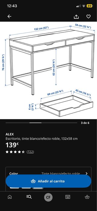 2 Escritorios Blancos Ikea Alex