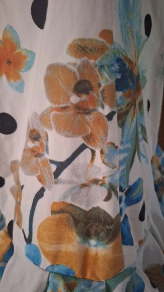 Vestido Gitana Blanco Estampado Flores T.42