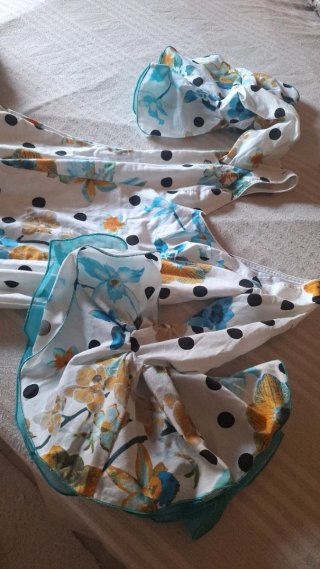 Vestido Gitana Blanco Estampado Flores T.42