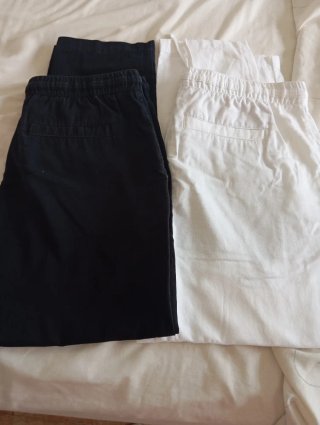 Pantalones Hilo Hombre Negro y Blanco