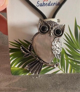 Collana civetta quarzo rosa argento
