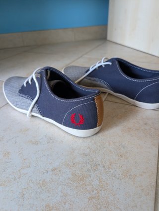 Scarpe Fred Perry Tela Blu/Grigie Tg 43