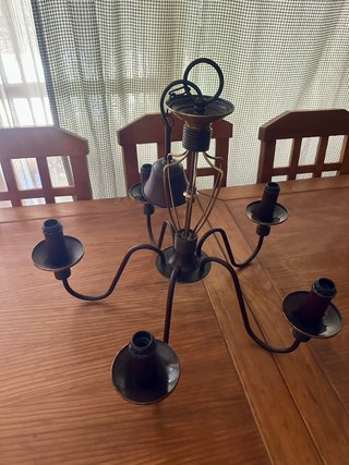 Lámpara de techo 5 brazos tela metal