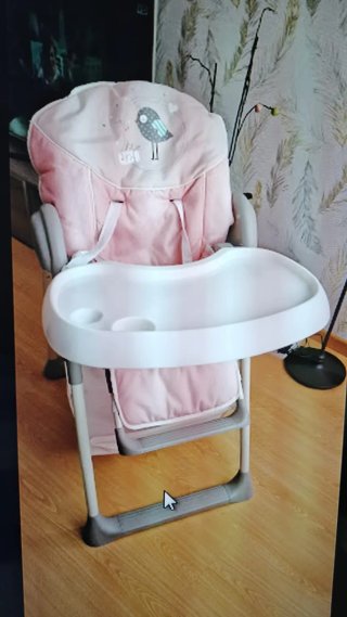 Trona para bebé rosa y blanca