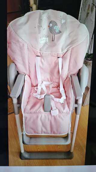 Trona para bebé rosa y blanca