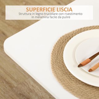 Mesa de Cocina Plegable con 2 Cajones y Armario con Puertas, Mesa Plegable con 6 Ruedas de Aglomerado, 120X80X75 Cm, Blanca