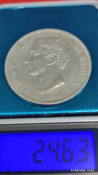 5 PESETAS PLATA ALFONSO XII 1876- DE M
