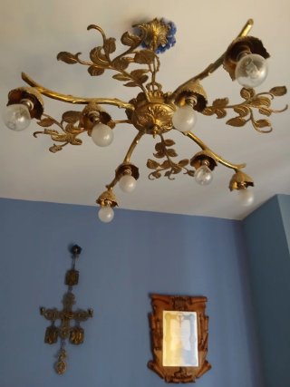 Lámpara de techo de bronce estilo floral