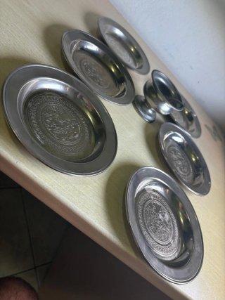 Set Vintage Piattini e Zuccheriera Peltro 95%