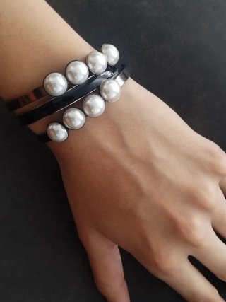 Pulseras Mango Perlas Negras