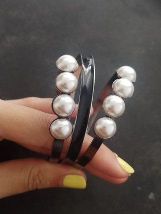 Pulseras Mango Perlas Negras