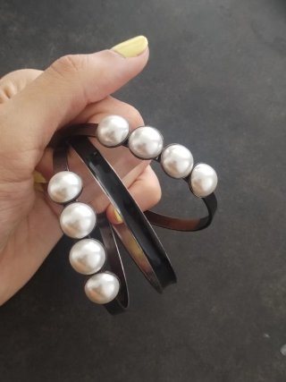Pulseras Mango Perlas Negras
