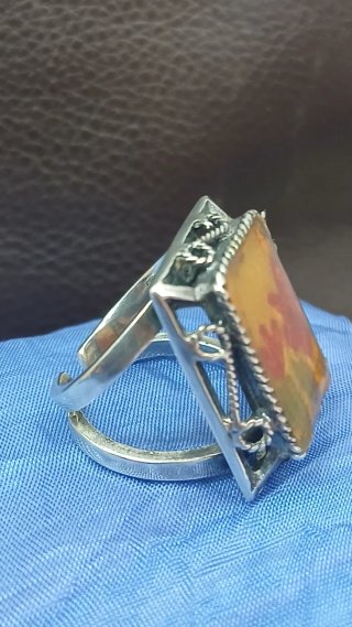 Anillo Plata Ley Encapsulado Flores Vintage