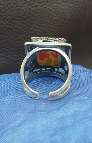 Anillo Plata Ley Encapsulado Flores Vintage