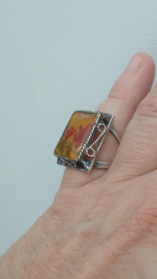 Anillo Plata Ley Encapsulado Flores Vintage