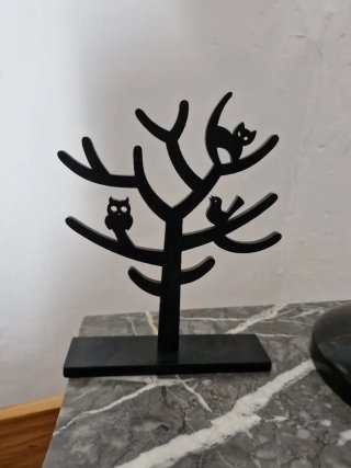 Porta anillos árbol con gatos y búhos