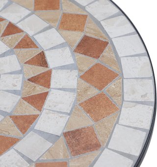 Tavolo da Giardino con Piano in Ceramica Decorazione a Mosaico in Acciaio Φ60 X 71 Cm