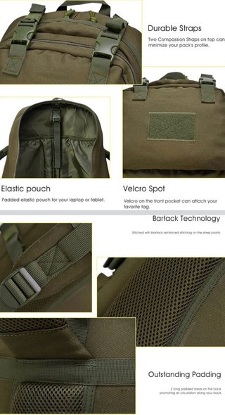 Mochila Táctica 45L MOLLE Verde Oliva