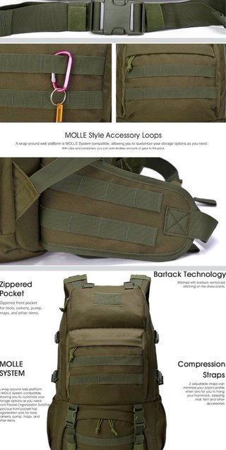Mochila Táctica 45L MOLLE Verde Oliva