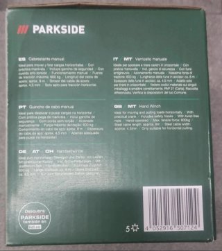 Guincho manual Parkside 600kg - novo