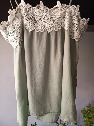 Top encaje flores verde talla XL