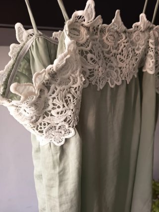 Top encaje flores verde talla XL