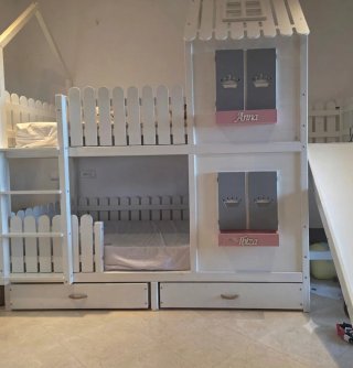 Litera infantil de madera con cajones