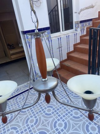 Lámpara colgante madera y metal