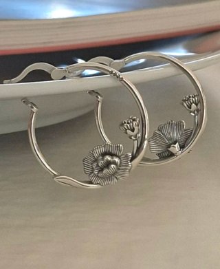Pendientes Aro Plata Flor