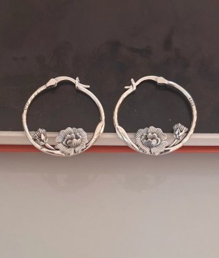 Pendientes Aro Plata Flor