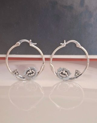 Pendientes Aro Plata Flor