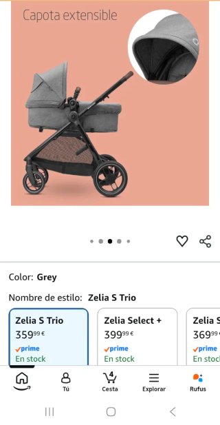 Carro de bebé Zelia S Trio gris