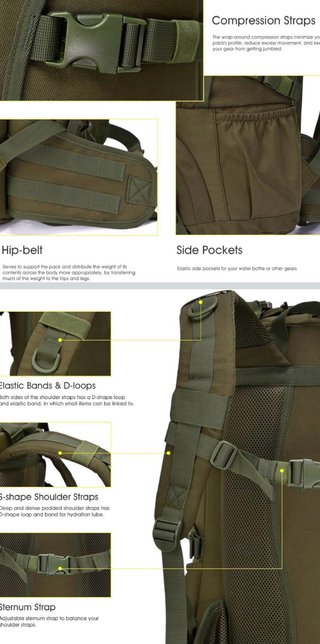 Mochila Táctica 45L MOLLE Tipo Maleta