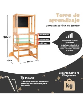 Mesa, silla y alzador Montessori