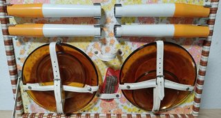 Cesta Picnic Vintage Mimbre Marrón Blanco