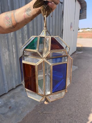 Lámpara Vintage Cristal Emplomado Multicolor