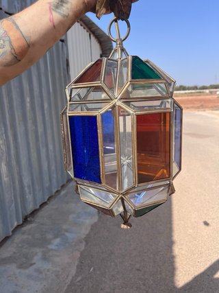 Lámpara Vintage Cristal Emplomado Multicolor