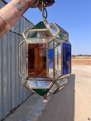 Lámpara Vintage Cristal Emplomado Multicolor