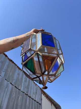 Lámpara Vintage Cristal Emplomado Multicolor