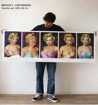 Póster Marilyn "Five  Marylins" de 1987 66x188cms
