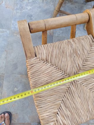 Taburetes plegables de enea y madera (x3)