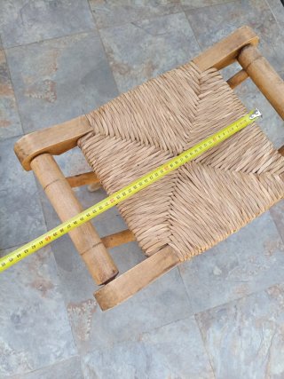 Taburetes plegables de enea y madera (x3)