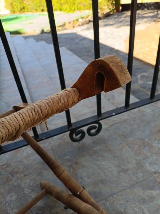 Taburetes plegables de enea y madera (x3)
