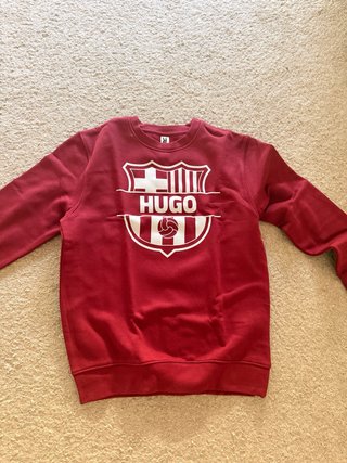 Regalo Sudadera niño Barça y nombre Hugo Talla 12